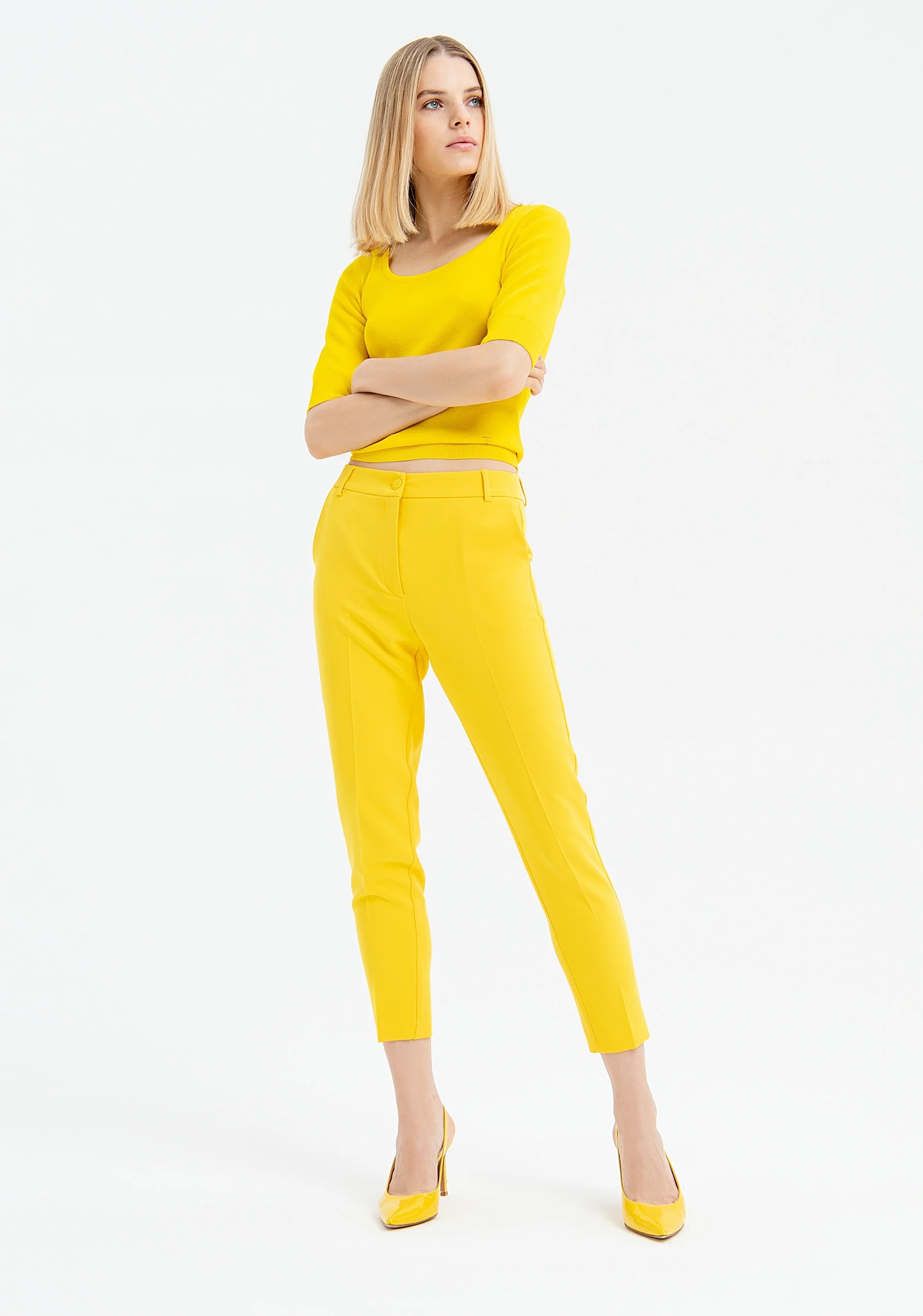 MAGLIA SLIM CON SCOLLO TONDO AMPIO FRACOMINA | Maglie | FR23ST7003K41701300 YELLOW