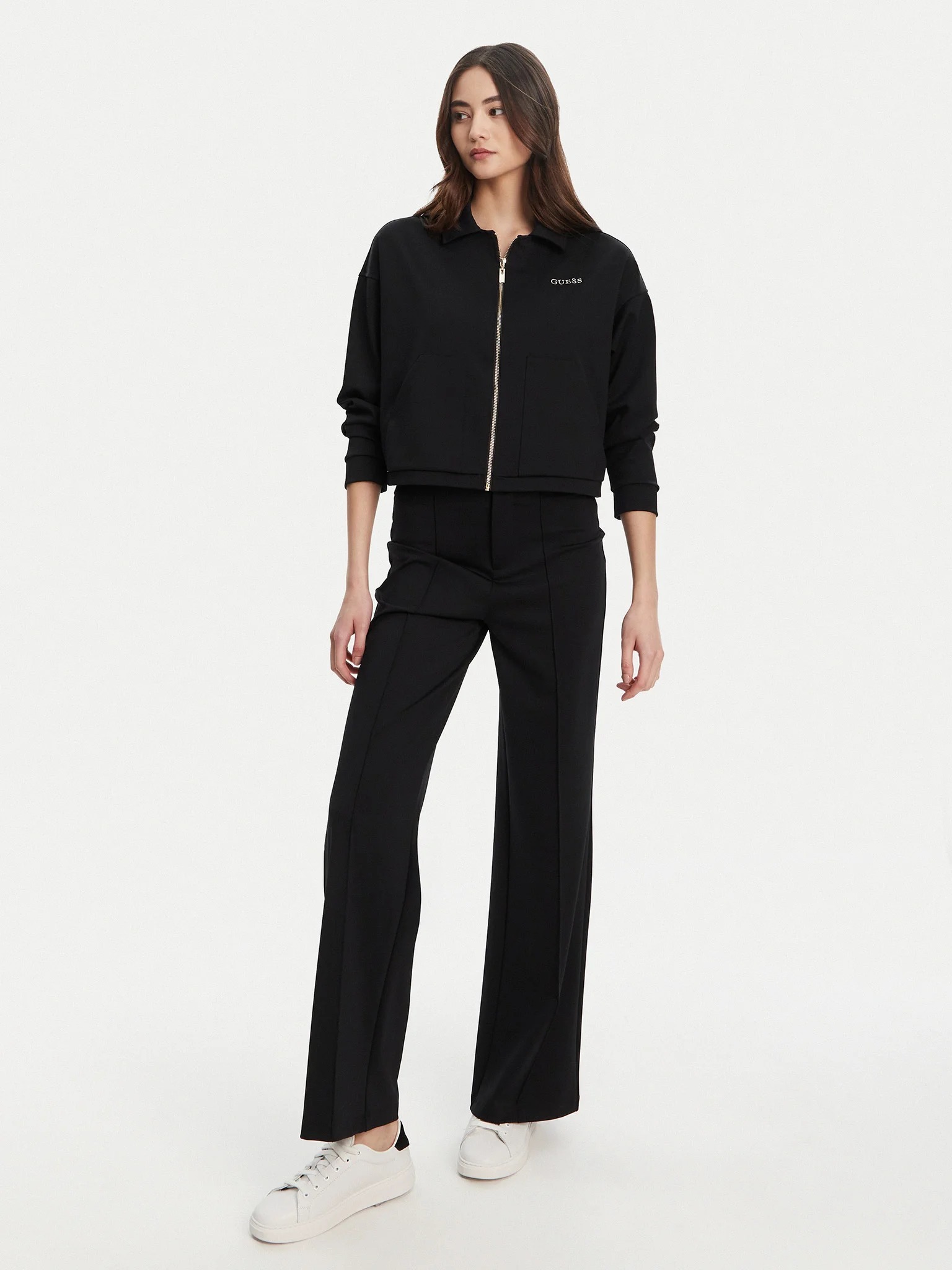 Giacca in nylon cropped GUESS ATHLEISURE | Felpe | V5YL08 KCX42JBLK
